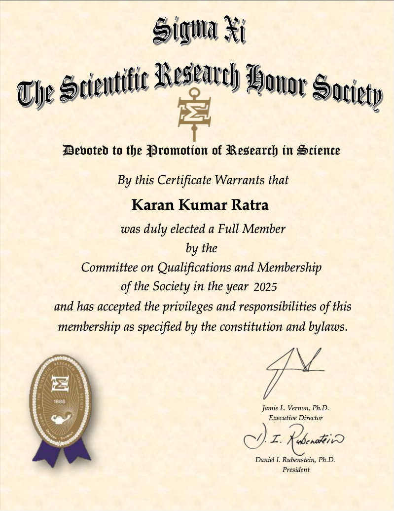 Sigma Xi Membership Certificate
